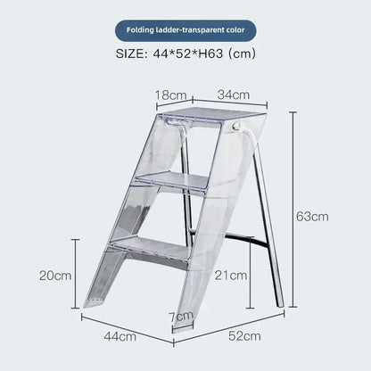 Transparent Foldable Step Ladder - Practical Choice for the Family