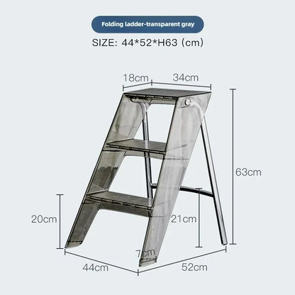 Transparent Foldable Step Ladder - Practical Choice for the Family