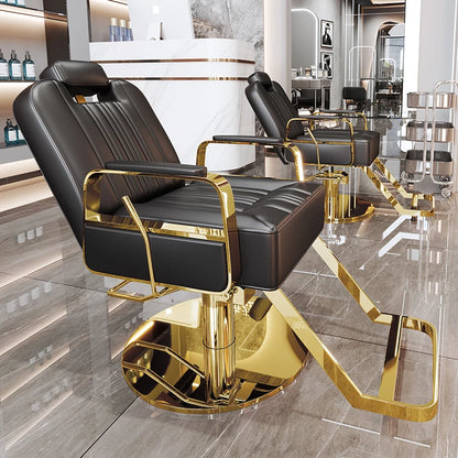 Silla de salón reclinable, taburete de peluquería ajustable, silla de barbero giratoria, asiento de acero inoxidable para corte de pelo, tinte y permanente. 