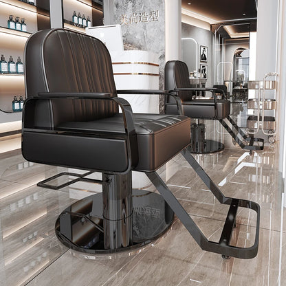 Silla de salón reclinable, taburete de peluquería ajustable, silla de barbero giratoria, asiento de acero inoxidable para corte de pelo, tinte y permanente. 