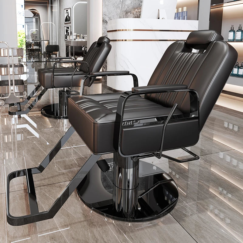 Silla de salón reclinable, taburete de peluquería ajustable, silla de barbero giratoria, asiento de acero inoxidable para corte de pelo, tinte y permanente. 