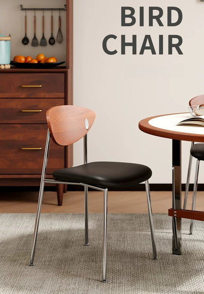 Retro Stainless Steel Lounge Chair – Mid-Century Designer Dining Seat for Cafe & Modern Home