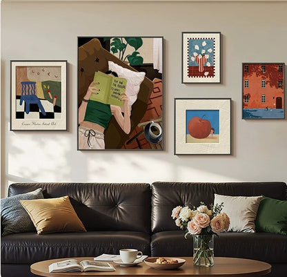 Mid-Century Bauhaus Wall Art – Vibrant Dopamine Geometric Prints for Living Room & Bedroom