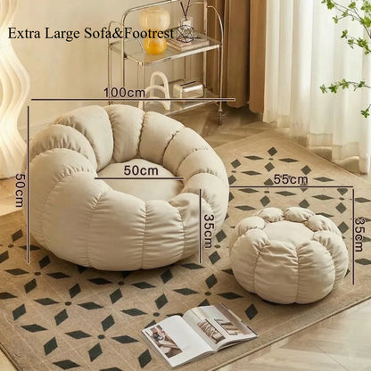 Pumpkin Bliss: sillón reclinable de suelo color crema para dormitorios y balcones acogedores