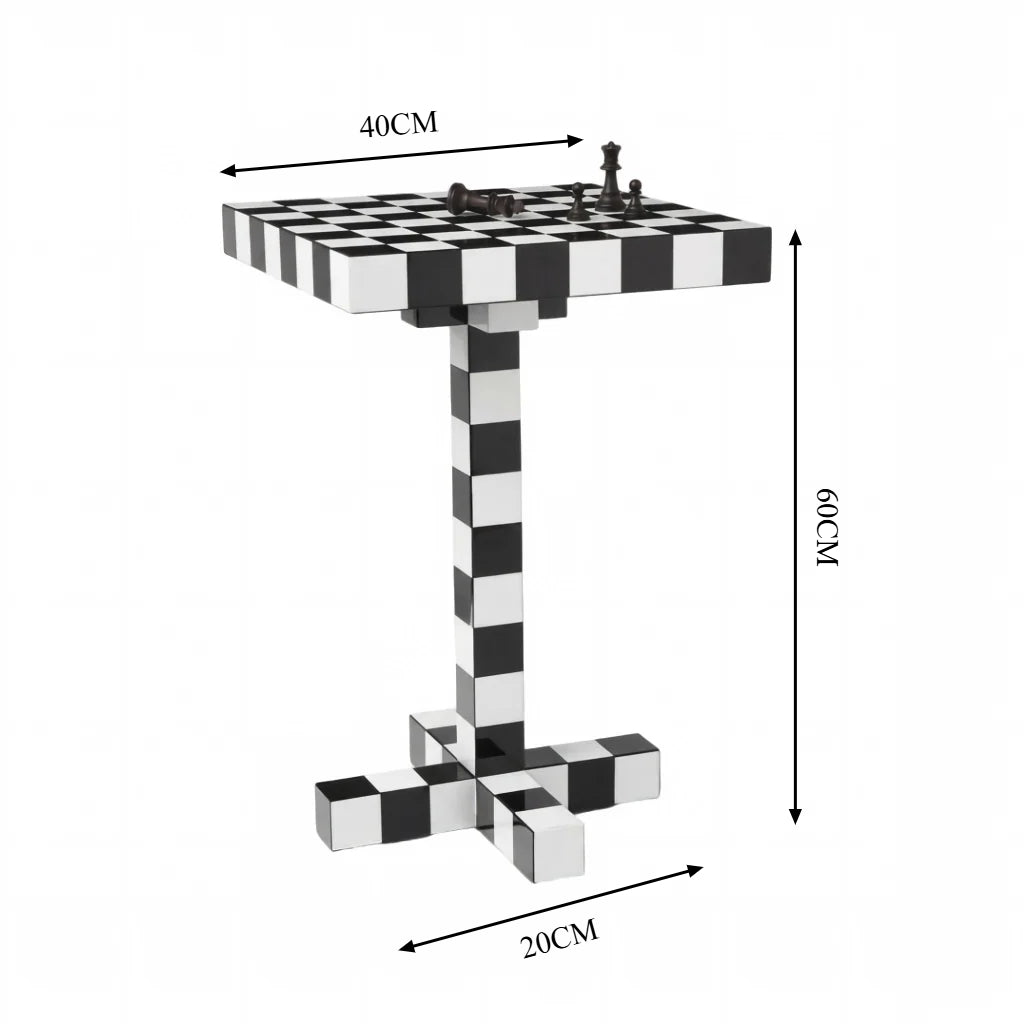 Red and Blue Chair & Memphis Chess Side Table – Minimalist Master Design for Artistic Leisure
