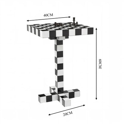 Red and Blue Chair & Memphis Chess Side Table – Minimalist Master Design for Artistic Leisure