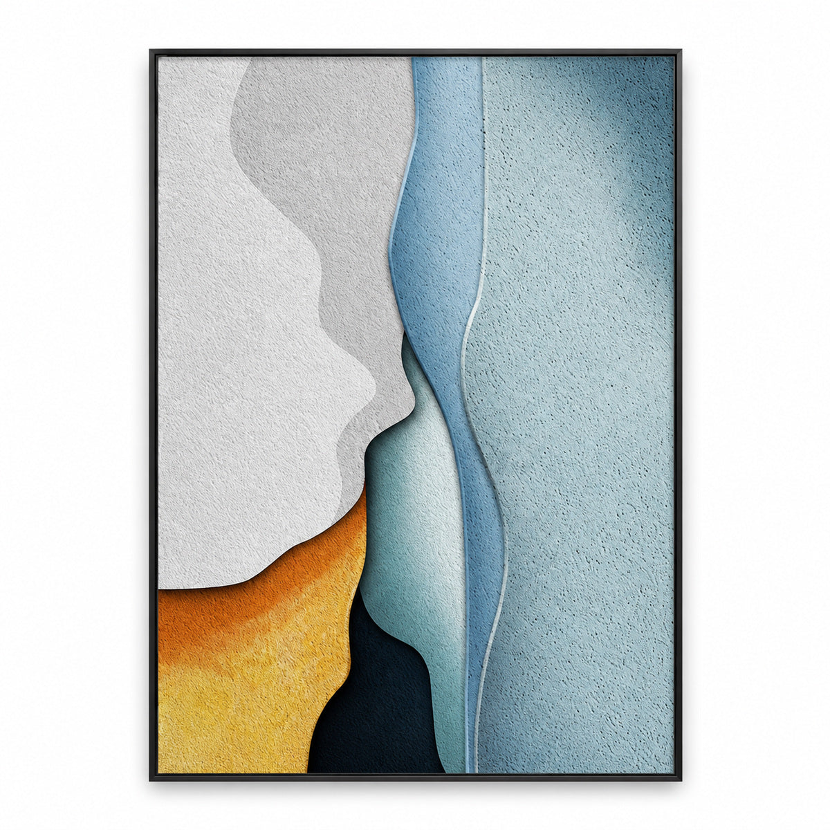 Arte da parete astratta e materica minimalista – Tela neutra con cornice in alluminio