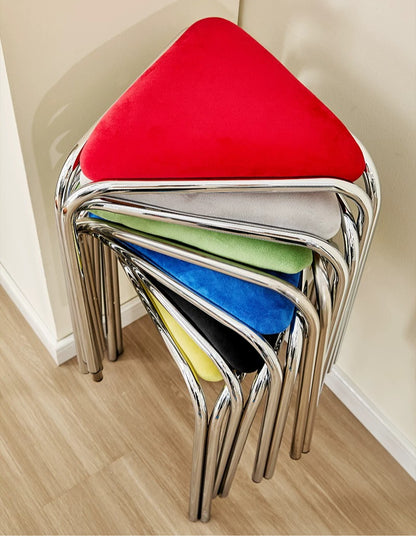 Bauhaus Stainless Steel Triangle Stool — Stackable Mid-Century Modern Design for Dining & Vanity