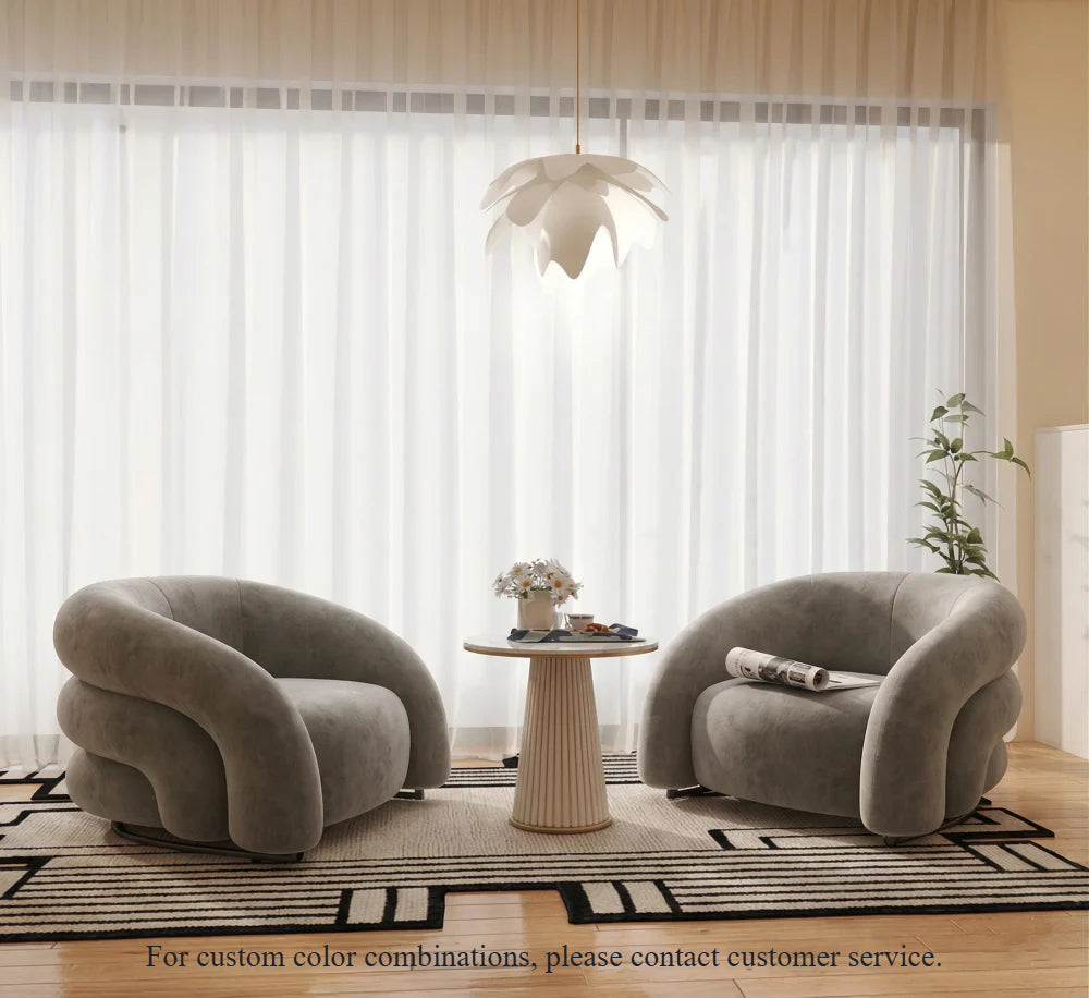 Sillón curvo de tela de diseño: un sofá elegante y cómodo 