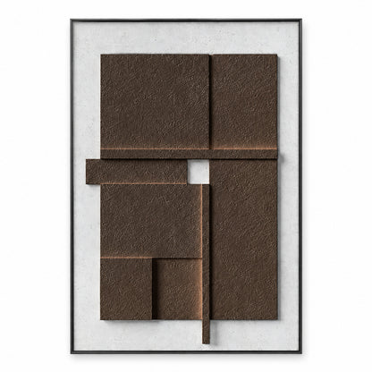 Arte da parete astratta e materica minimalista – Tela neutra con cornice in alluminio