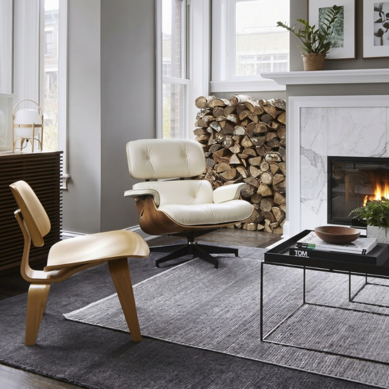 Nordic Shell Lounge Chair & Eames Dog Stool – Sculptural Mid-Century Modern Icons