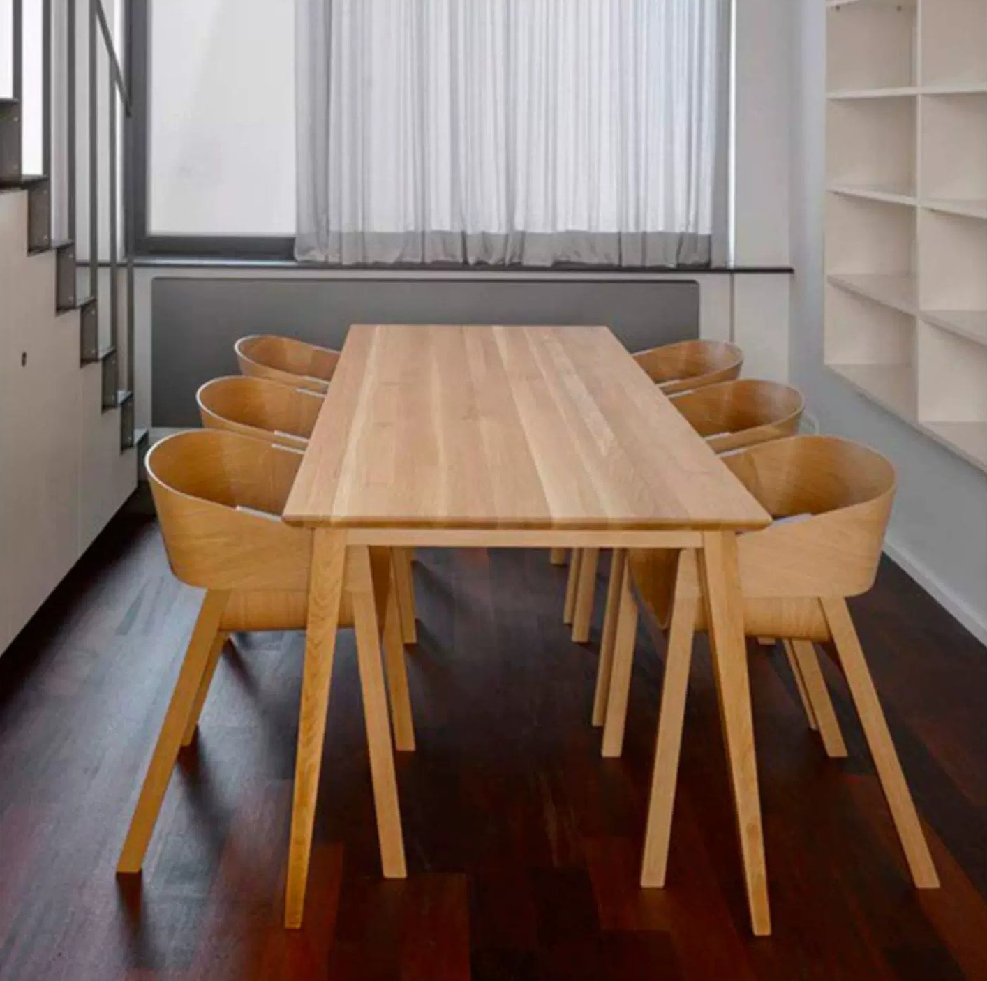 Nordic Solid Wood Dining Chair – Modern Minimalist Designer Armchair for Home & Cafe