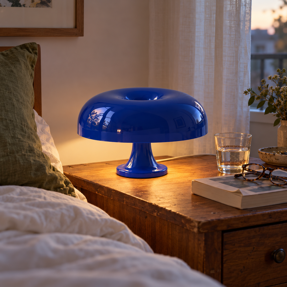 Artemide Nessino Mushroom Table Lamp-Retro Colour & Sculptural Curves