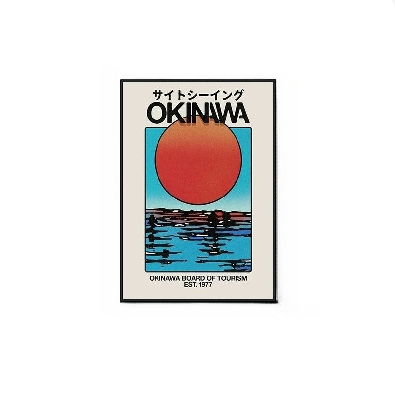 Okinawa Vintage Travel Poster – A Mid-Century Japanese Bauhaus Wall Art with Aluminum Frame