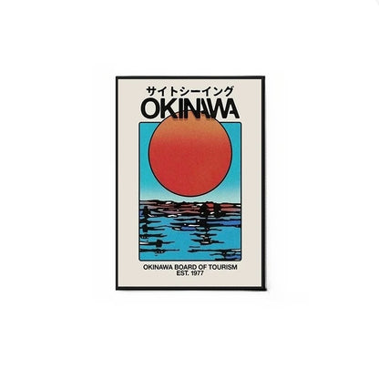 Okinawa Vintage Travel Poster – A Mid-Century Japanese Bauhaus Wall Art with Aluminum Frame