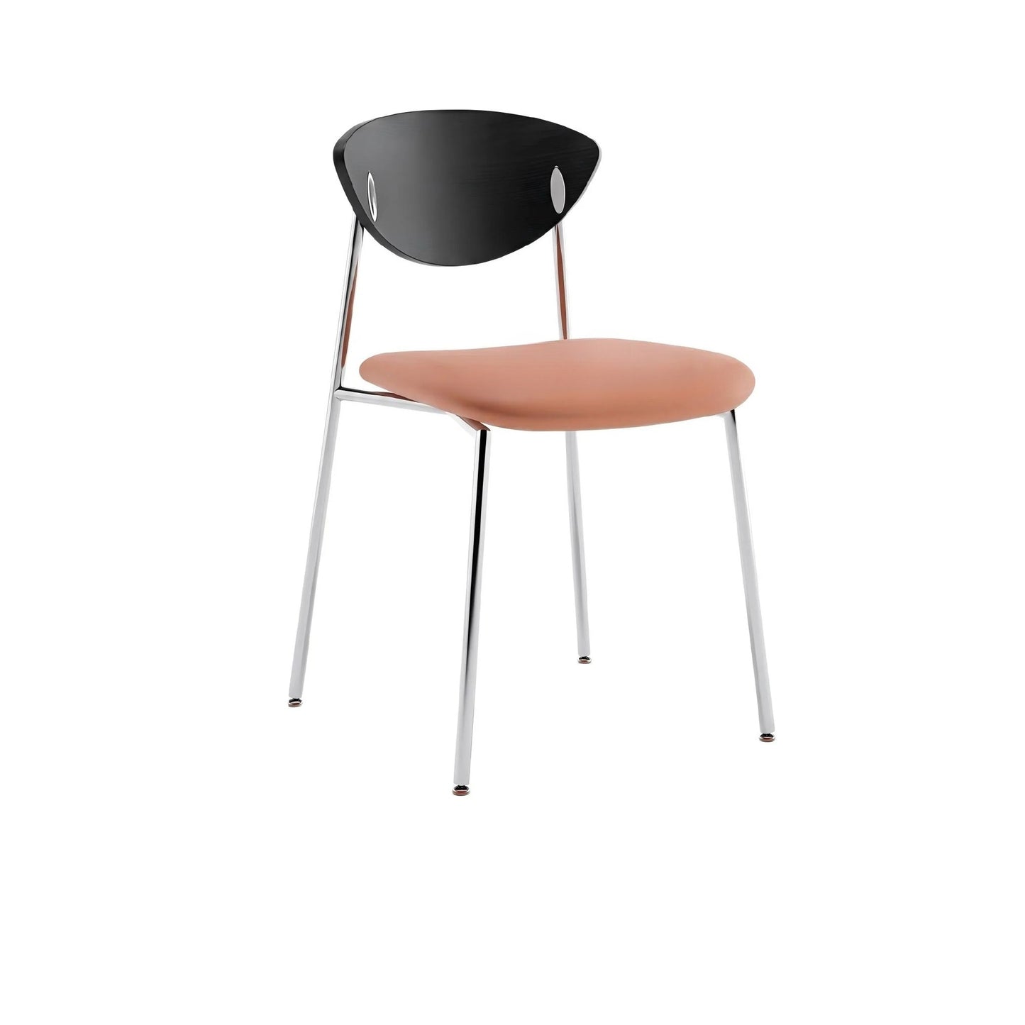 Retro Stainless Steel Lounge Chair – Mid-Century Designer Dining Seat for Cafe & Modern Home