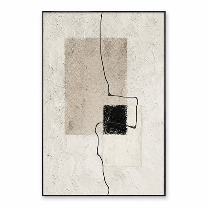 Arte da parete astratta e materica minimalista – Tela neutra con cornice in alluminio