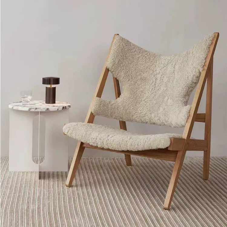 Solid Wood High-Back Lounge Chair — Minimalist Luxury & Creative Designer Style