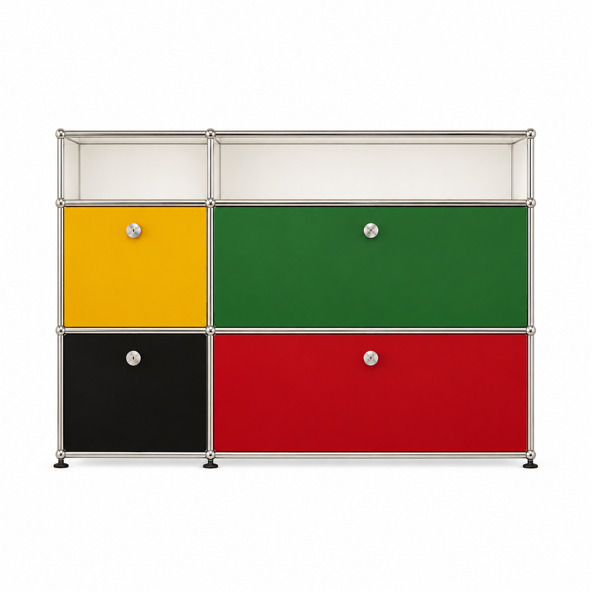 Sideboard im USM-Stil mit Colour-Blocking – Aufbewahrung im Bauhaus-Design