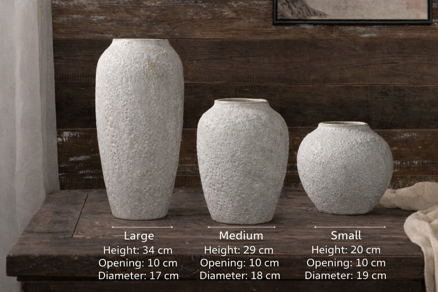 Textured Ceramic Vase Set – Minimalist Decorative Vases (3 Sizes Available)