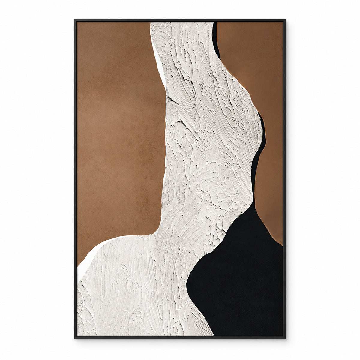 Arte da parete astratta e materica minimalista – Tela neutra con cornice in alluminio
