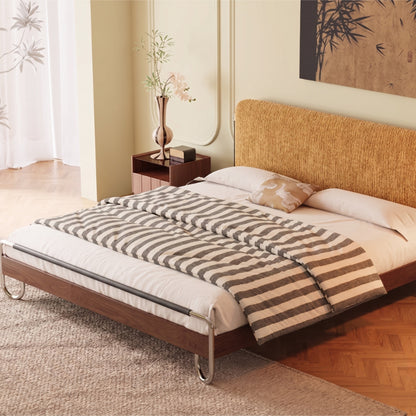 Sunnywood Upholstered Bed – Solid Wood & Chenille Vintage Platform Bed