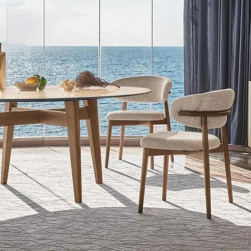 Nordic Light Luxury Dining Chair Minimalist Solid Wood Frame