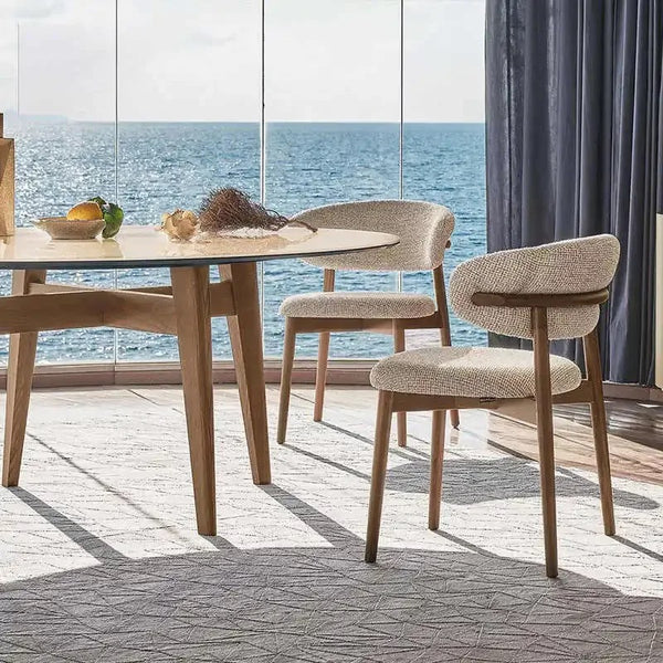 Chaise de salle à manger nordique de luxe léger, cadre minimaliste en bois massif