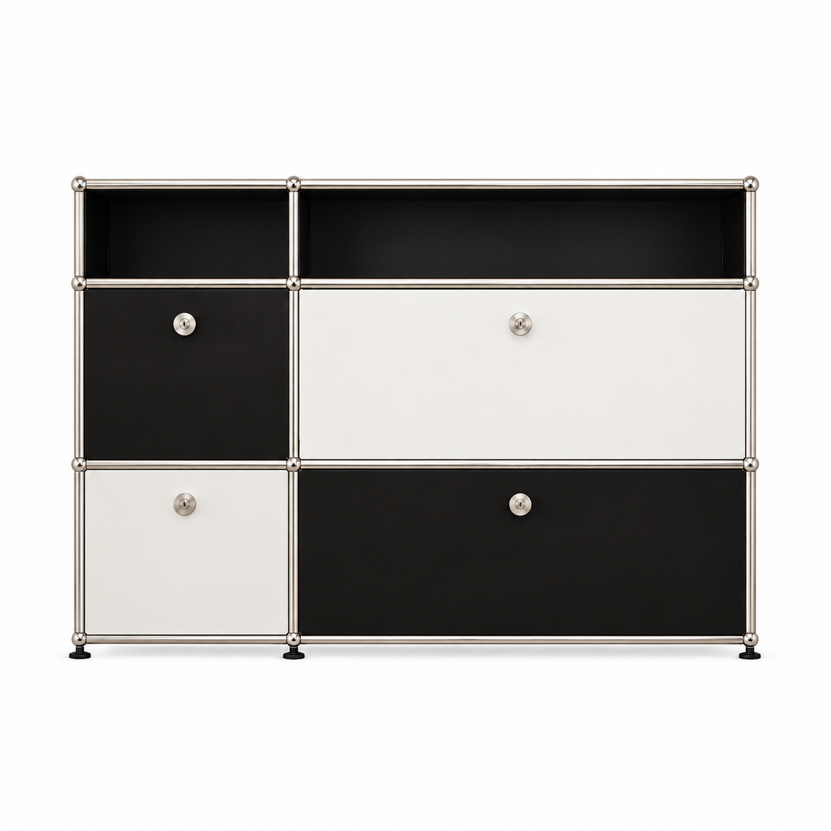 Sideboard im USM-Stil mit Colour-Blocking – Aufbewahrung im Bauhaus-Design