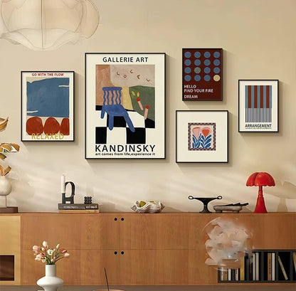Mid-Century Bauhaus Wall Art – Vibrant Dopamine Geometric Prints for Living Room & Bedroom