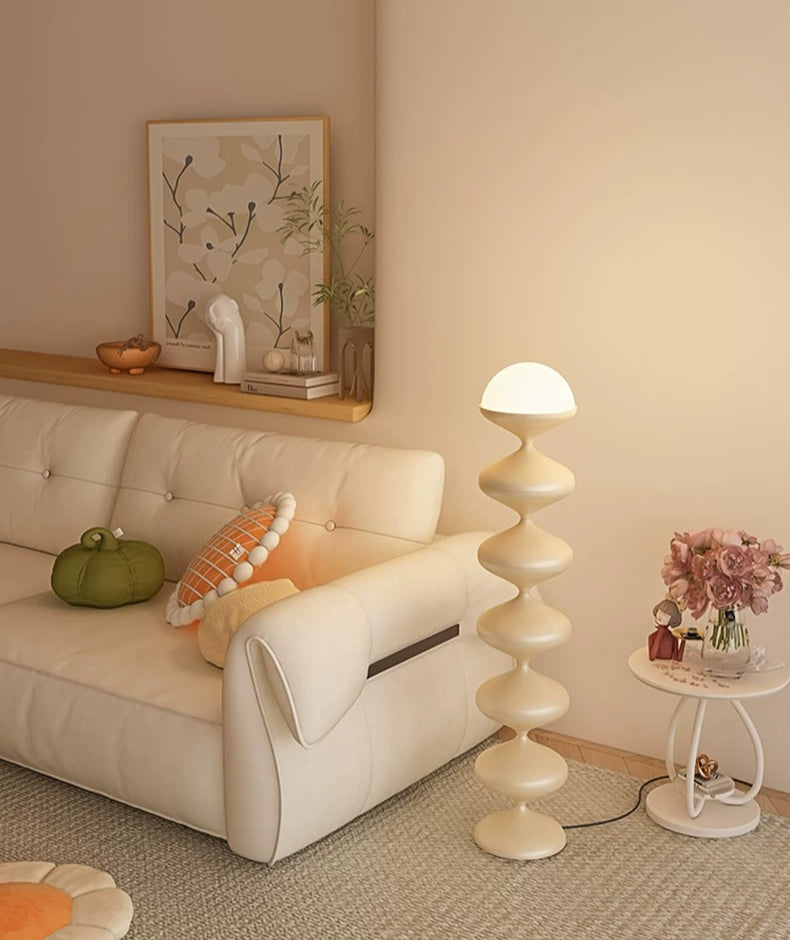 French Gourd Floor Lamp – Creative Mid-Century Design & Modern Cream Style