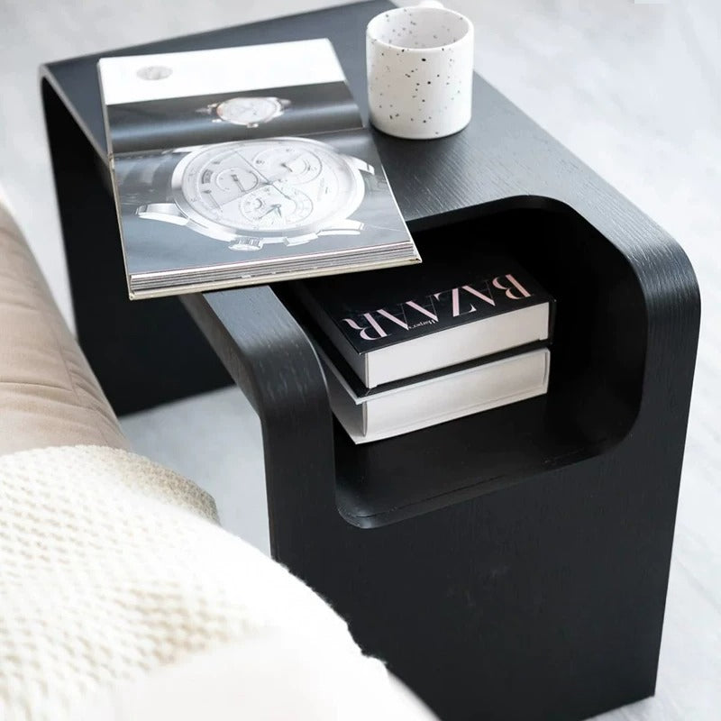 Nordic Solid Wood Sofa Side Table – Minimalist Designer Accent Table