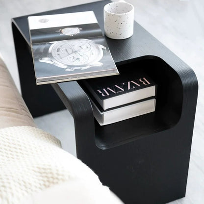 Nordic Solid Wood Sofa Side Table – Minimalist Designer Accent Table