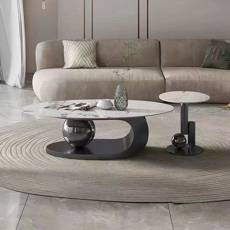 Juego de mesa de centro ovalada moderna