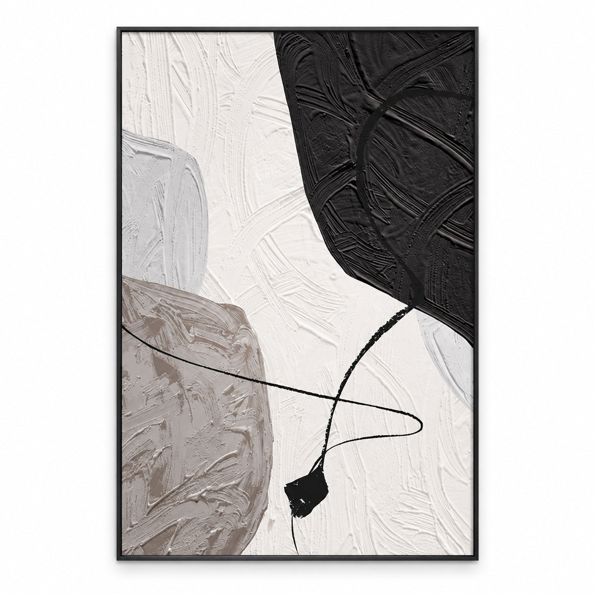 Arte da parete astratta e materica minimalista – Tela neutra con cornice in alluminio
