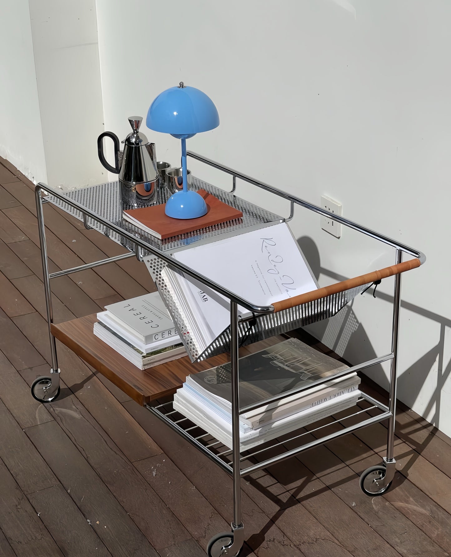Stainless Steel Trolley – Nordic Modern Movable Rock Slab Side Table