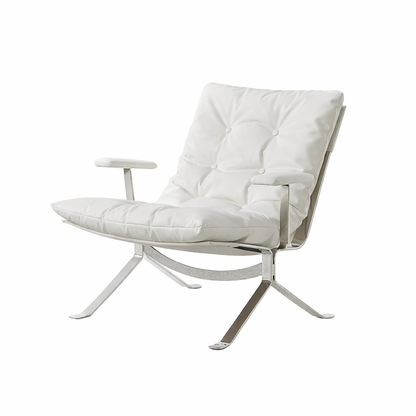 Sillón Omelette, réplica de sillón - Sillón Bauhaus de cuero italiano con respaldo ergonómico de 105° y patas de acero inoxidable