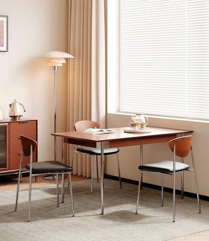 Retro Stainless Steel Lounge Chair – Mid-Century Designer Dining Seat for Cafe & Modern Home