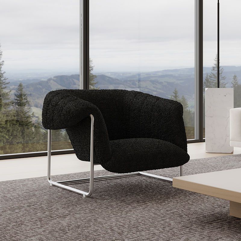 Sillón Bauhaus Bouclé — Sofá individual moderno de mediados de siglo para sala de estar