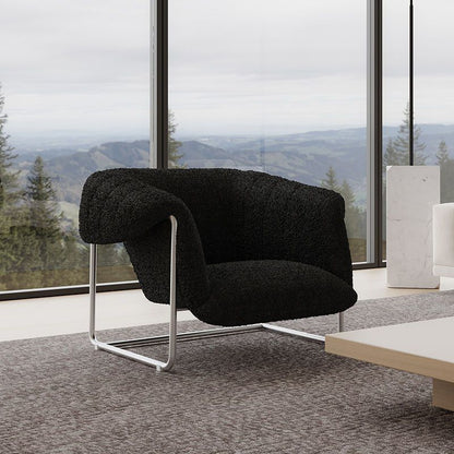 Sillón Bauhaus Bouclé — Sofá individual moderno de mediados de siglo para sala de estar