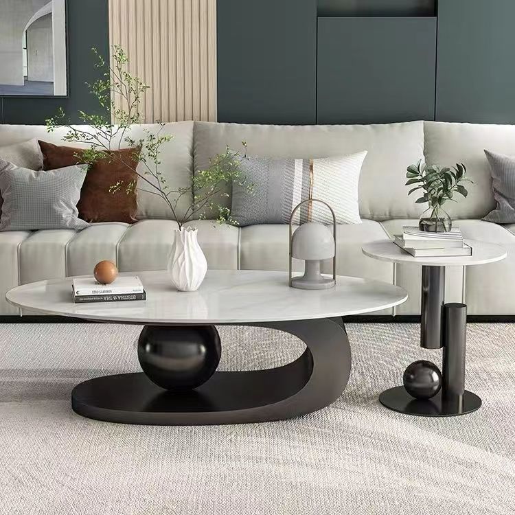 Juego de mesa de centro ovalada moderna