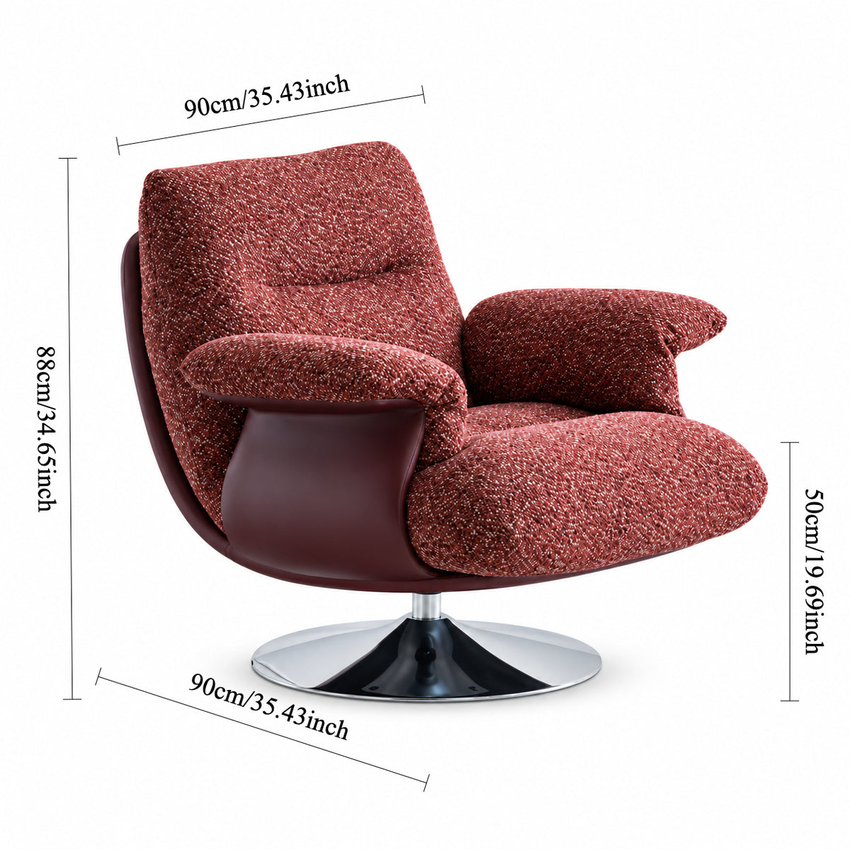Burgundy Swivel Lounge Chair – Retro Style & Reclining Comfort