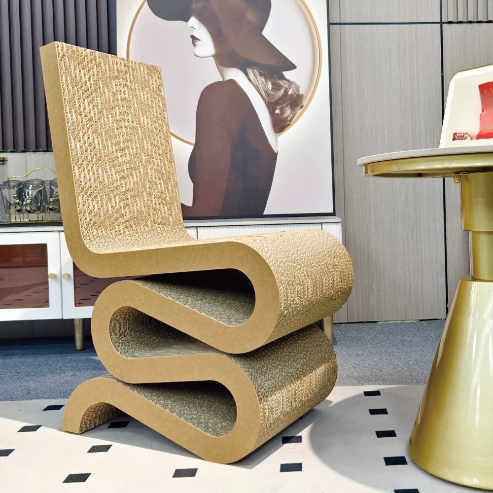 Corrugated Cardboard Wiggle Chair — A Creative Fusion of Eco-Design and Modern Form
