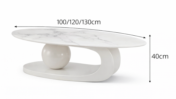 Juego de mesa de centro ovalada moderna