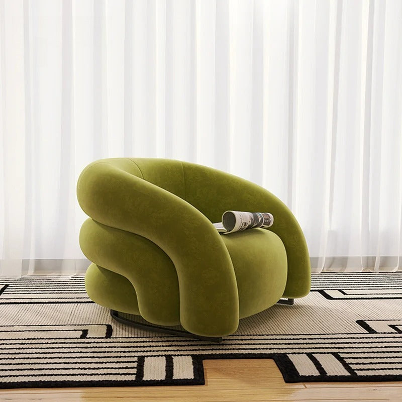 Designer Single Fabric Curved Armchair -Sleek And Comfortable Sofa