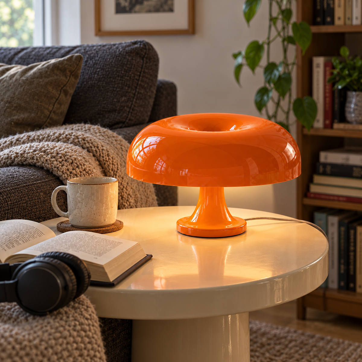 Artemide Nessino Mushroom Table Lamp-Retro Colour & Sculptural Curves