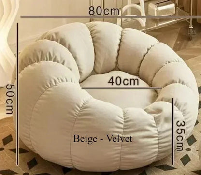 Pumpkin Bliss – Cream-Style Reclining Floor Chair for Cozy Bedrooms & Balconies