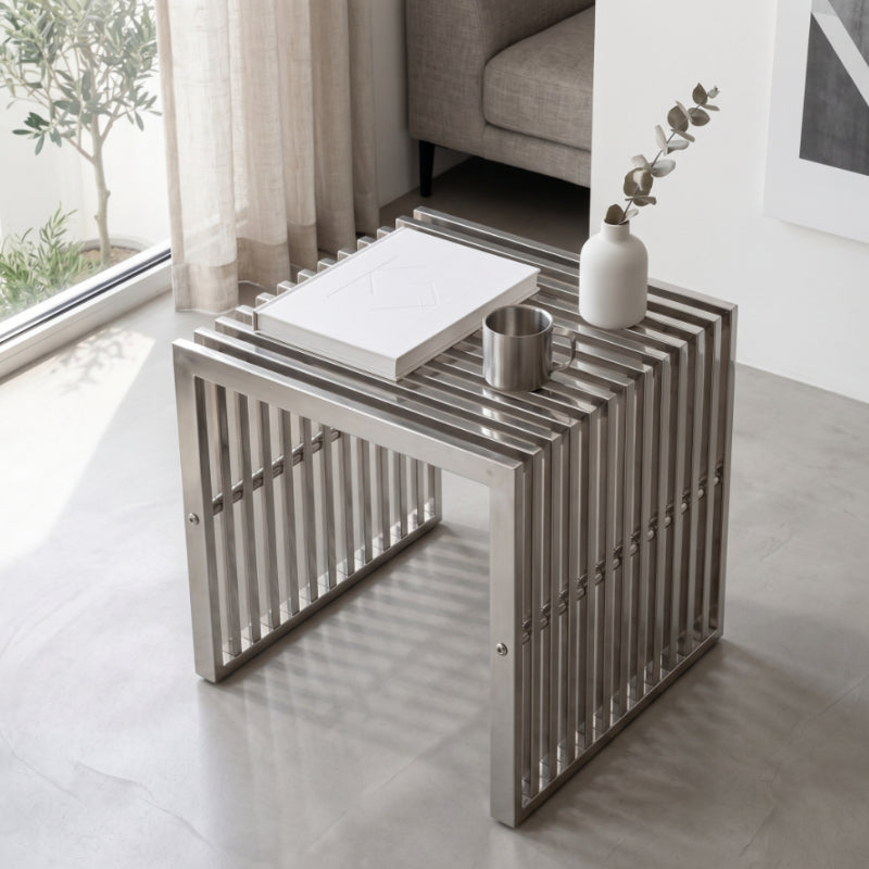 Linear Side Table – Bauhaus Stainless Steel Design