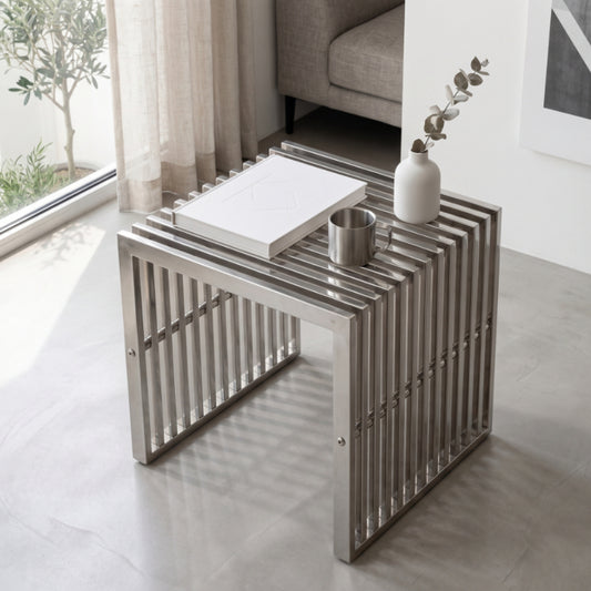 Linear Side Table – Bauhaus Stainless Steel Design