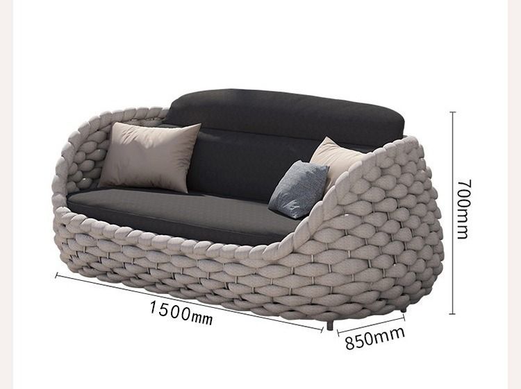 Rattan Sofa-Outdoor Wicker Patio Garden Sectional Furniture Set Loveseat for Balcony Villa